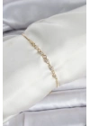 MuI MuI Gold Renk Zincir Model Zirkon Taşlı Pirinç Asansörlü Kadın Bileklik