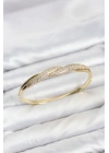 MuI MuI Gold Renk Zirkon Taşlı Sarmal Model Kadın Kelepçe Bileklik