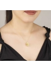 MuI MuI Gümüş Gold Beyaz Taşlı Lotus Çiçeği Kadın Kolye