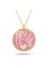 MuI MuI Gümüş Gold Pembe Sedef Taşlı Anne Çocuk Sevgisi Kolye