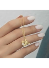 MuI MuI Gümüş Gold Tek Taşlı Uçak Kadın Kolye