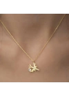 MuI MuI Gümüş Gold Tek Taşlı Uçak Kadın Kolye