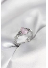 MuI MuI Silberfarbener Damenring in rosa Tropfenform