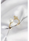 MuI MuI Butterfly Pearl Modell Goldfarbener Damenring mit Zirkonia