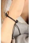 MuI MuI LUCKY (Şanslı) Siyah Deri İpli Unisex Mood Bileklik
