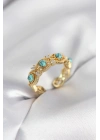 MuI MuI Mavi Taşlı Gold Renk Vintage Kadın Yüzük