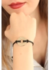 MuI MuI OKAY (İyi) Siyah Deri İpli Unisex Mood Bileklik