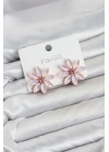 MuI MuI Pembe Renk Kristal Taşlı Lotus Çiçek Model Kadın Küpe