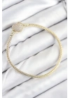 MuI MuI Pirinç Charm Zirkon Taşlı Kalp Model Gold Renk Kadın Bileklik