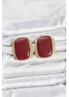 MuI MuI Pirinç Gold Renk Bordo Plaka Vintage Kadın Küpe