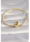 MuI MuI Pirinç Gold Renk İşleme Detay Charm Model Kadın Bileklik