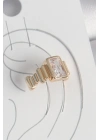 MuI MuI Pirinç Gold Renk Kare Zirkon Taşlı Kadın Kıkırdak Küpe