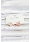 MuI MuI Pirinç Gold Renk Pembe Çiçek Model Çocuk Küpe