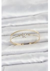 MuI MuI Pirinç Gold Renk Zirkon Taşlı Baget Model Kadın Bileklik