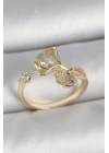 MuI MuI Pirinç Gold Renk Zirkon Taşlı Deniz Kabuğu Model Ayarlanabilir Kadın Yüzük