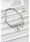 MuI MuI Pirinç Gümüş Renk Kutup Yıldızı ve Kalp Charmlı Kadın Bileklik