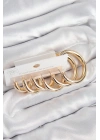 MuI MuI Pirinç Halka Model Gold Renk Kadın Set Küpe