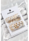 MuI MuI Pirinç Karışık Halka Model Gold Renk 6 Çift Kadın Küpe Set