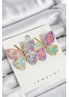 MuI MuI Pirinç Rainbow Kelebek Model Gold Renk Kadın Hasır Küpe