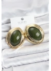 MuI MuI Pirinç Yeşil Badem Model Vintage Gold Kadın Küpe