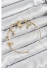 MuI MuI Pirinç Zirkon Taşlı İstiridye Ve Deniz Yıldızı Model Gold Renk Charm Bileklik