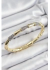 MuI MuI Pirinç Zirkon Taşlı Kemik Model Gold Renk Vip Kadın Bileklik