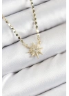 MuI MuI Pirinç Zirkon Taşlı Kutup Yıldızı Model Ezme Zincir Gold Renk Kadın Kolye