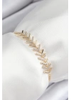 MuI MuI Pirinç Zirkon Taşlı Sıralı Ok Model Gold Renk Asansörlü Kadın Bileklik