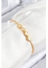 MuI MuI Pirinç Zirkon Taşlı Sonsuzluk Model Gold Renk Asansörlü Kadın Bileklik