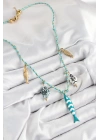 MuI MuI Seramik Motifli Balık Figürlü Model Mavi İp Kadın Kolye