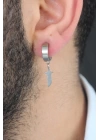 MuI MuI Silver Renk Kaplama Kılıç Figürlü Çelik Kıstırmalı Erkek Küpe