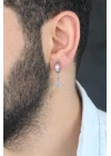 MuI MuI Silver Renk Kaplama Osmanlı Tuğra Figürlü Kıstırmalı Çelik Erkek Küpe