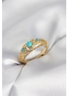 MuI MuI Vintage Model Mavi Taşlı Gold Renk Kadın Yüzük
