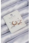 MuI MuI Xuping Rose Renk Zirkon Taşlı Ay Görünümlü Earcuff Küpe