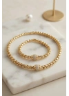 MuI MuI Xuping Singapur Zincir Model Kolye ve Bileklik Set