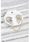 MuI MuI Yıldız Model Pirinç Gold Renk Zincir Bağlantılı Ear Cuff Küpe Seti