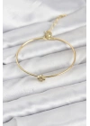 MuI MuI Zirkon Taşlı Yonca Model Gold Renk Kadın Bileklik