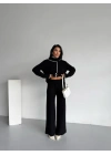 Şal Yaka Triko Takım - Siyah