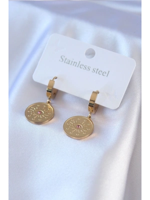 MuI MuI 316L Çelik Gold Renk Göz İşleme Zirkon Taş Detay Kadın Küpe