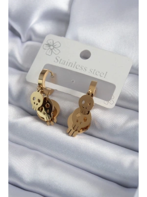 MuI MuI 316L Çelik Gold Renk Sallantı Kuru Kafa Model Kadın Küpe