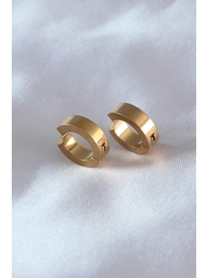 MuI MuI 316L Çelik Gold Renk Sıkıştırmalı Erkek Küpe