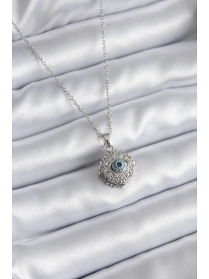 MuI MuI 316L Çelik Gold Renk Zirkon Taşlı Göz Model Kadın Kolye