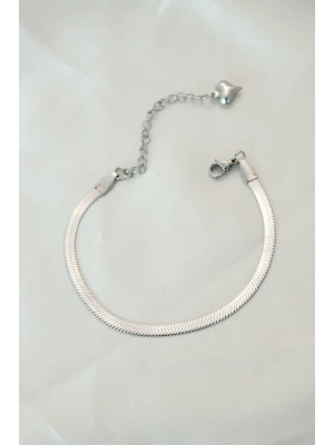 MuI MuI 316L Çelik Gümüş Renk İtalyan Zincirli Bileklik