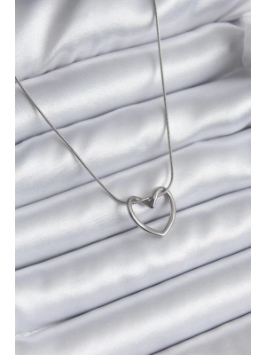 MuI MuI 316L Çelik Gümüş Renk Kalp Model Kadın Kolye