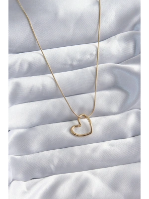 MuI MuI 316L Çelik Zincir Gold Renk Kalp Model Kadın Kolye