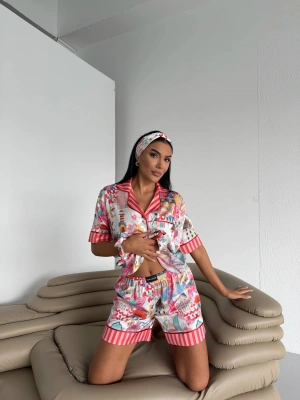Saten Kısa Pijama Takımı VCN2310