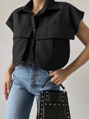 Cep Detay Gömlek - Siyah