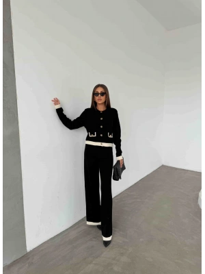 Cep Detay Triko Takım 1505 - Siyah