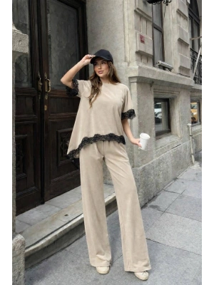 Dantel Detay Oysho Takım - Bej