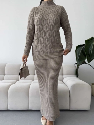 Etek Kazak Triko Takım 1557 - Vizon